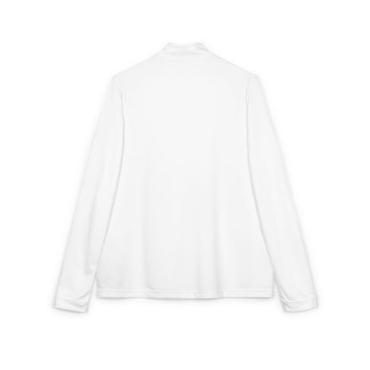 Embroidered Quarter-Zip Pullover — Athletic White Adidas Pullover with Logo Patch